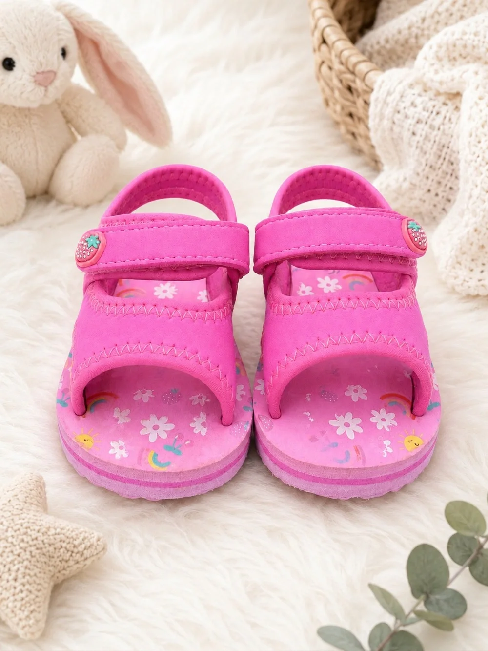 Sol Borne Toddler Girls Pink Strawberry Sandals Size 4